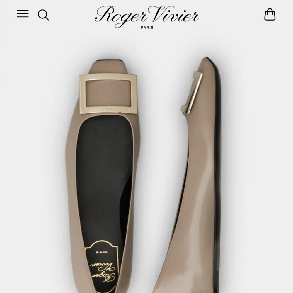 BRAND NEW! Roger Vivier Trompette Ballerinas Beige Patent Leather 38